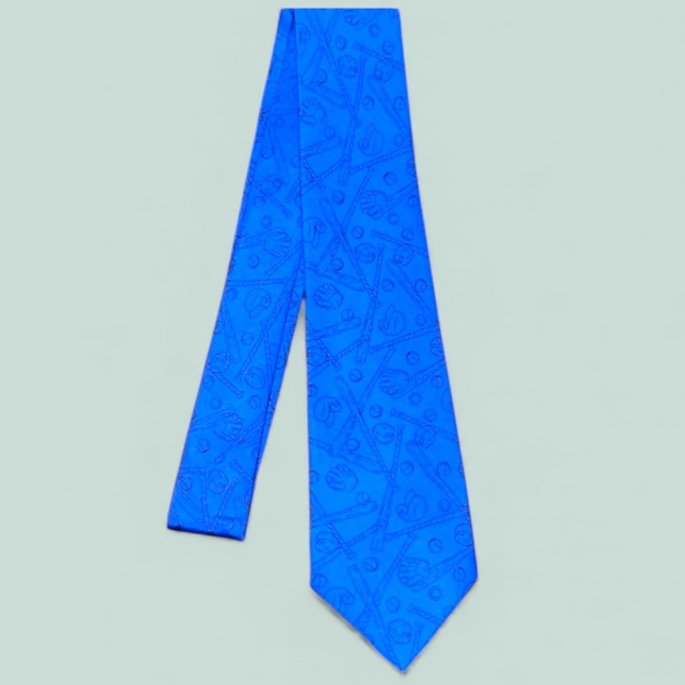 Perry Ellis Tie 100% Silk Boys Baseball‎ Sports 50” Blue